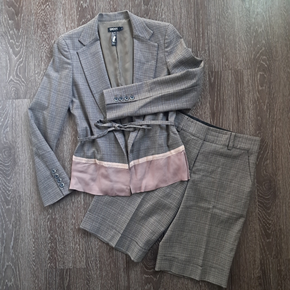 Vintage DKNY Blazer And Shorts Plaid Wool Suit Women's